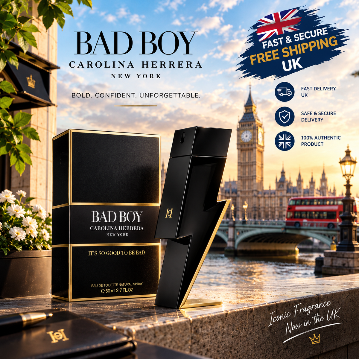 Carolina Herrera Bad Boy Eau de Toilette 50ml – Men’s Fragrance