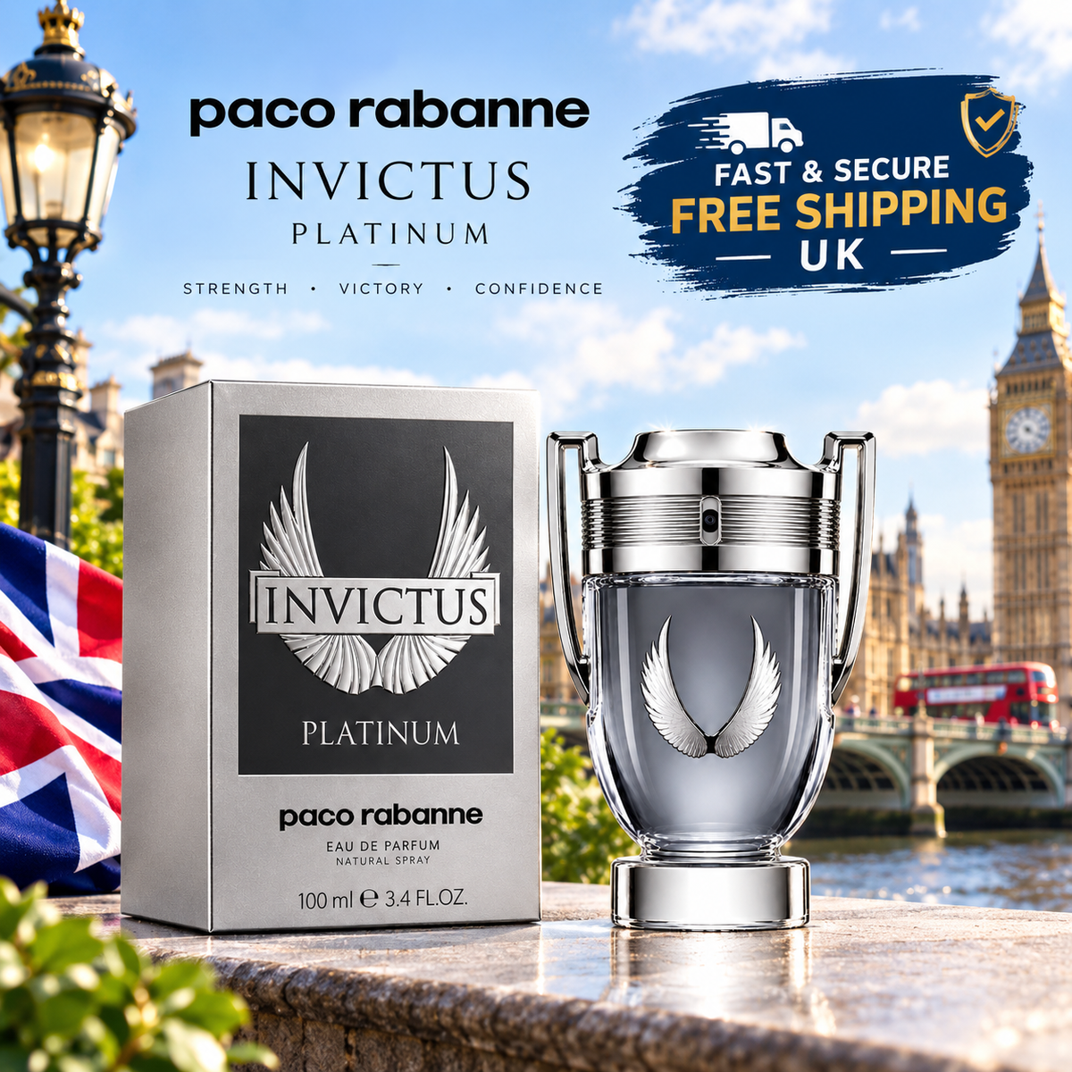 Paco Rabanne Invictus Platinum Eau de Parfum 100ml for Men – Long Lasting Fragrance